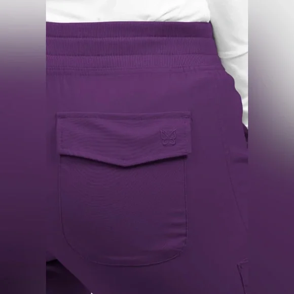 Women’s scrubs, Willow Brook Bella Pull On Cargo Pant, eggplant/purple color - Picture 6 of 6